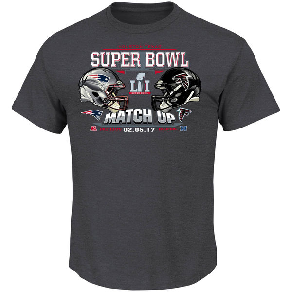 New England Patriots vs. Atlanta Falcons Majestic Big & Tall Super Bowl LI Dueling T-Shirt - Black